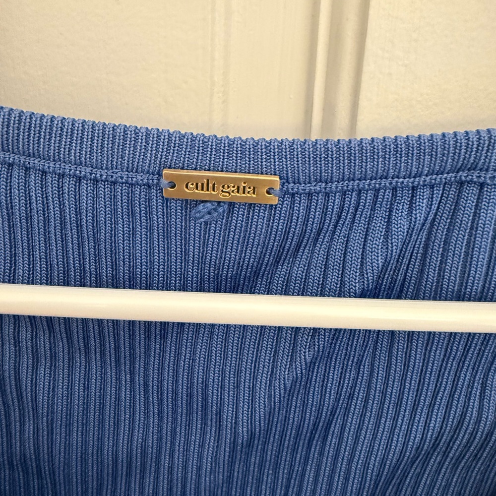 Cult Gaia Blue Long Sleeve Bodycon Dress Sweetheart Neckline - Picture 6 of 7